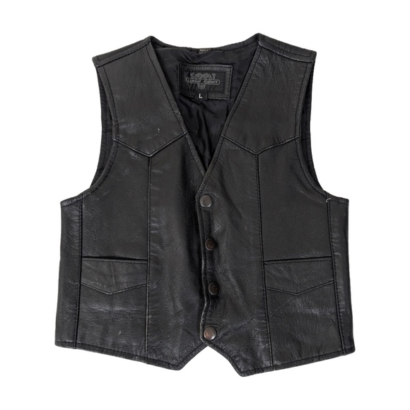 Harley-Davidson Kids Black Leather Vest - Picture 1 of 5